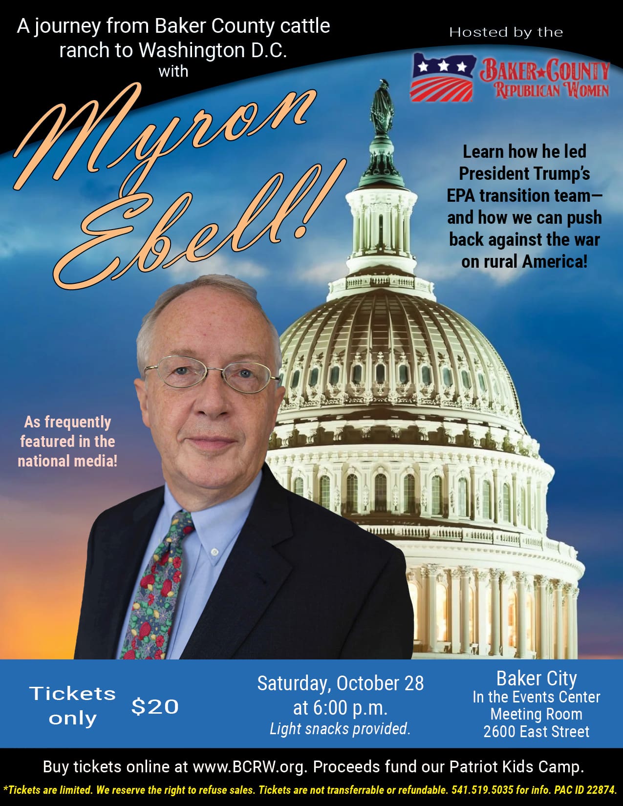 Myron Ebell Baker City Event Flyer
